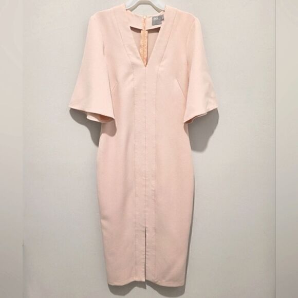 ASOS flutter sleeve 👗dress,  front slit. Size 0 - Picture 1 of 11